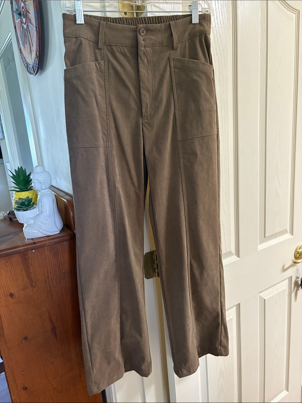 Amazon Women's Cordoroy Brown Boot Cut Pants with Patch Pockets